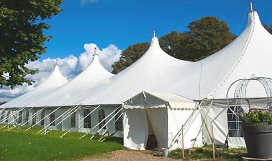 portable restrooms arranged for a event, providing quick and easy access for attendees in Ceres